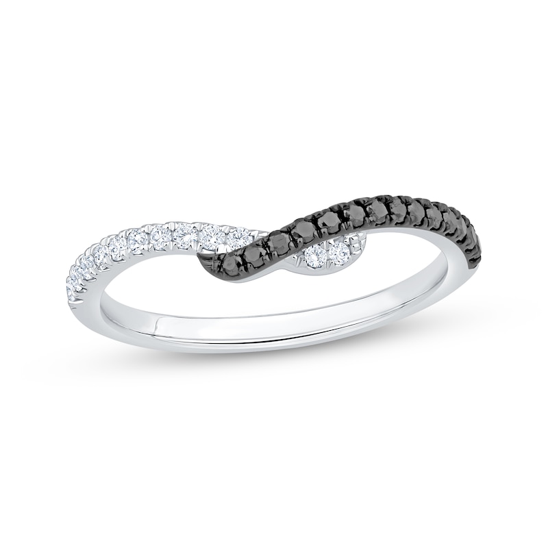 Main Image 1 of Now + Forever Black & White Diamond Contour Ring 1/4 ct tw 10K White Gold