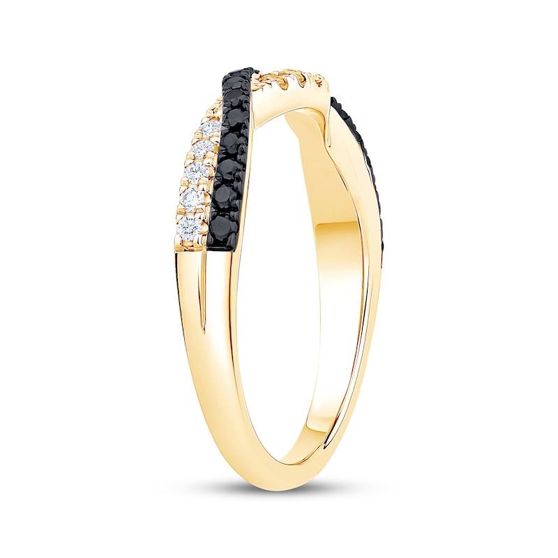 Main Image 2 of Now + Forever Black & White Diamond Twist Contour Ring 1/3 ct tw 10K Yellow Gold