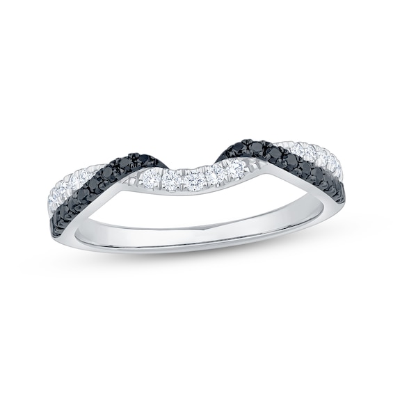 Now + Forever Black & White Diamond Twist Contour Ring 1/3 ct tw 10K Gold