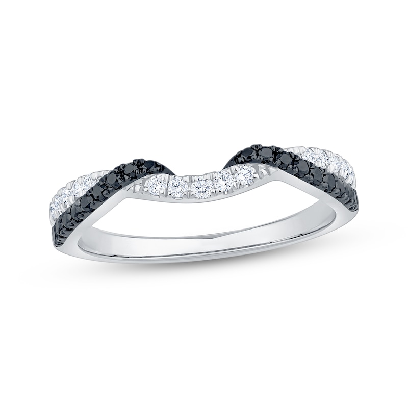 Main Image 1 of Now + Forever Black & White Diamond Twist Contour Ring 1/3 ct tw 10K White Gold