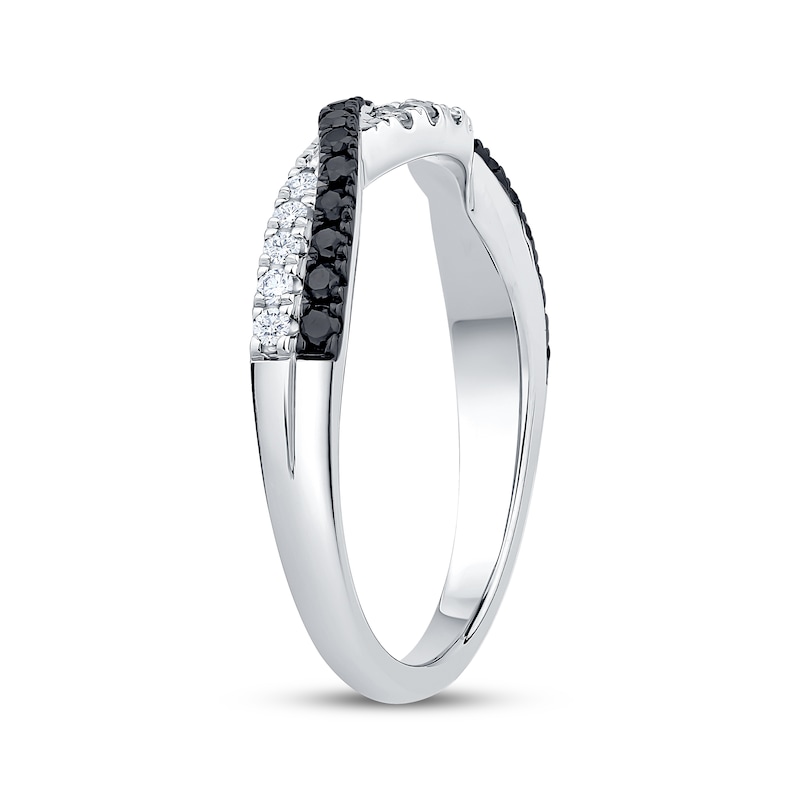 Main Image 2 of Now + Forever Black & White Diamond Twist Contour Ring 1/3 ct tw 10K White Gold