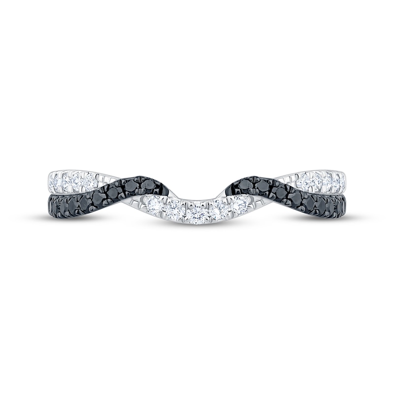 Main Image 3 of Now + Forever Black & White Diamond Twist Contour Ring 1/3 ct tw 10K White Gold
