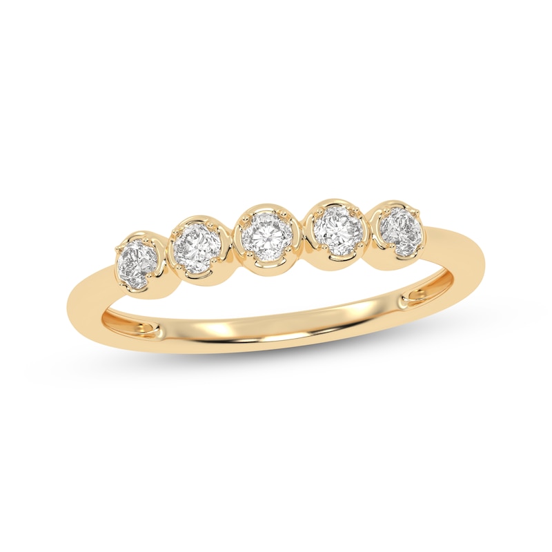 Main Image 1 of Now + Forever Diamond Five-Stone Anniversary Ring 1/6 ct tw 10K Yellow Gold