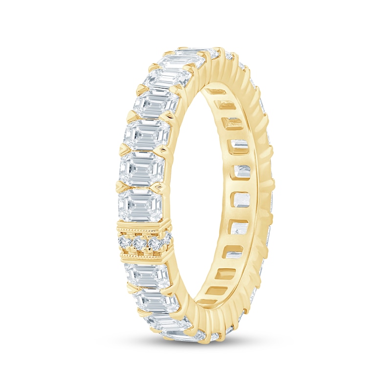Main Image 2 of Monique Lhuillier Bliss Emerald-Cut Lab-Grown Diamond Eternity Ring 4 ct tw 18K Yellow Gold