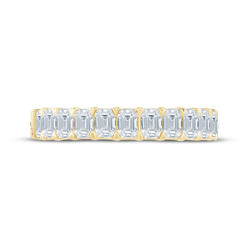 Main Image 4 of Monique Lhuillier Bliss Emerald-Cut Lab-Grown Diamond Eternity Ring 4 ct tw 18K Yellow Gold
