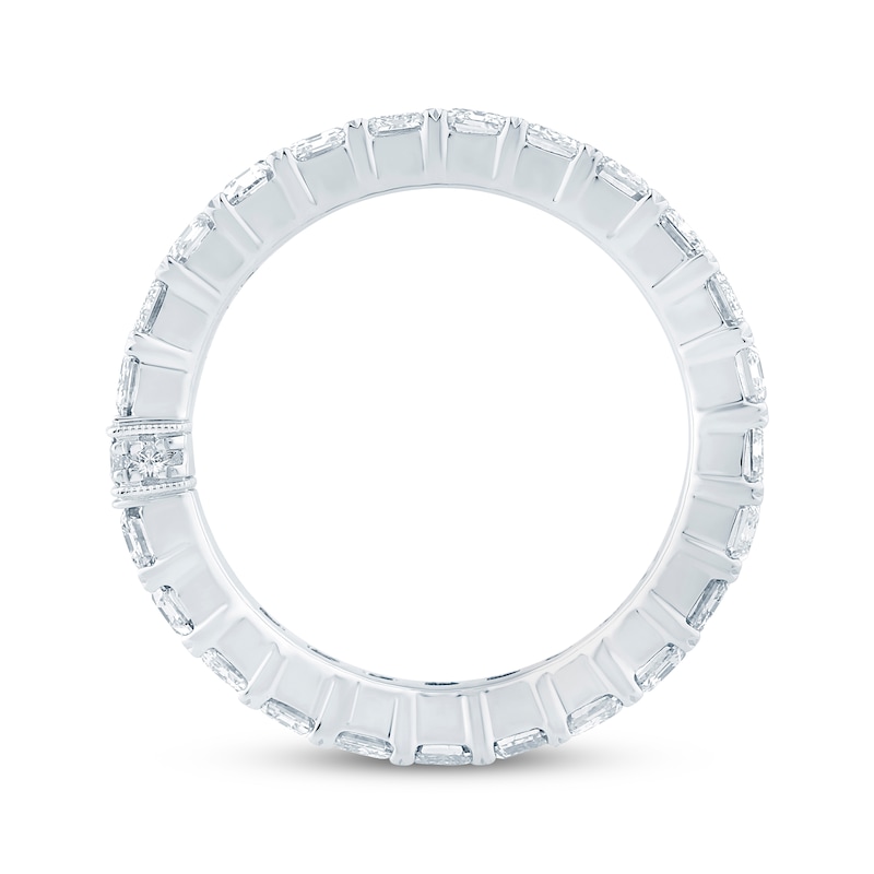 Main Image 3 of Monique Lhuillier Bliss Emerald-Cut Lab-Grown Diamond Eternity Ring 4 ct tw 18K White Gold