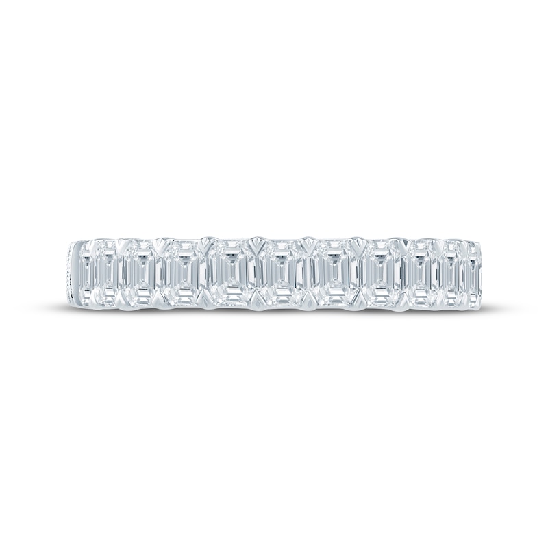 Main Image 4 of Monique Lhuillier Bliss Emerald-Cut Lab-Grown Diamond Eternity Ring 4 ct tw 18K White Gold