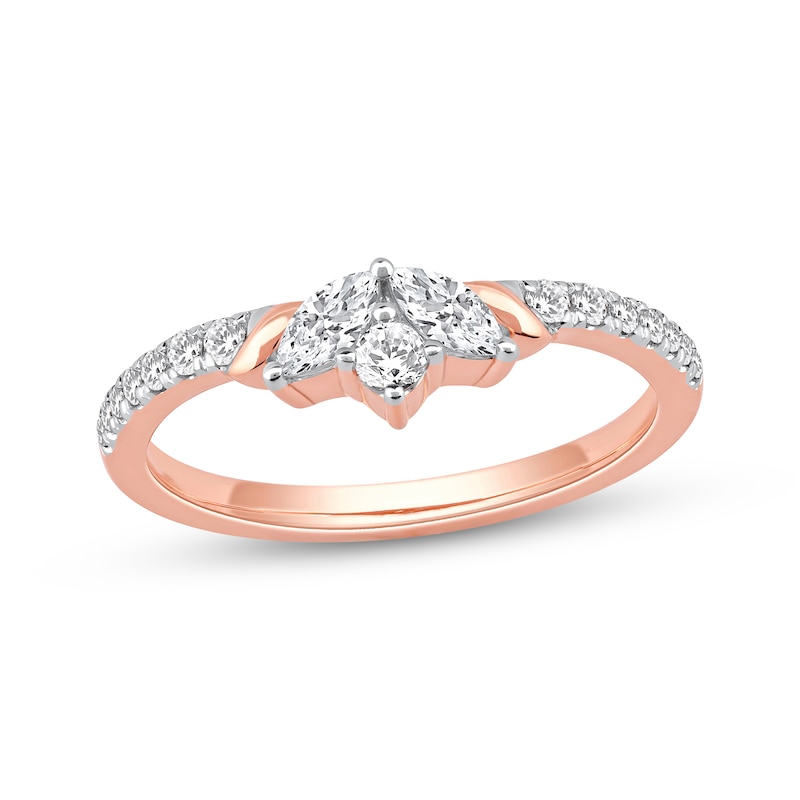 Main Image 1 of Now + Forever Marquise & Round-Cut Diamond Anniversary Ring 3/8 ct tw 10K Rose Gold