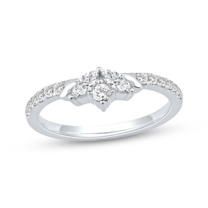 Main Image 1 of Now + Forever Marquise & Round-Cut Diamond Anniversary Ring 3/8 ct tw 10K White Gold