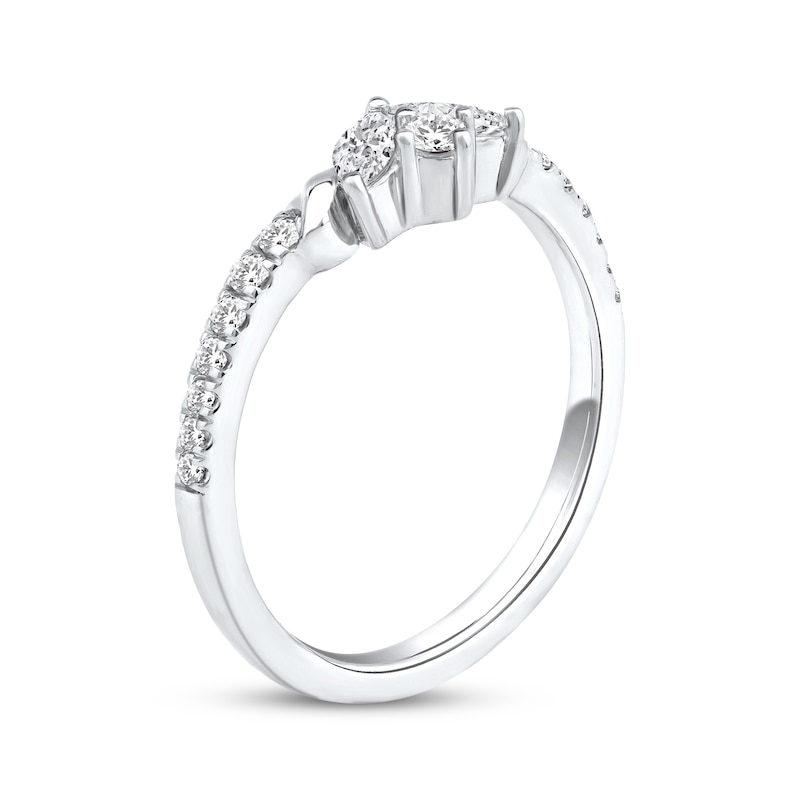 Main Image 2 of Now + Forever Marquise & Round-Cut Diamond Anniversary Ring 3/8 ct tw 10K White Gold