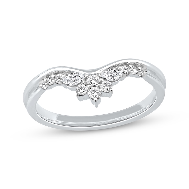 Main Image 1 of Now + Forever Marquise & Round-Cut Diamond Anniversary Ring 1/4 ct tw 10K White Gold