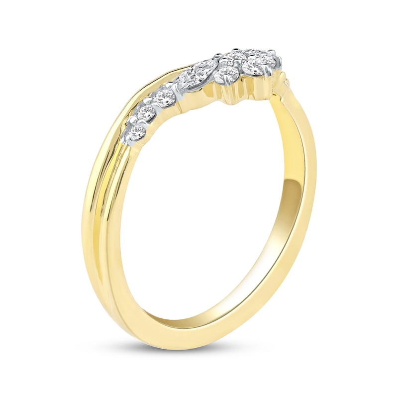 Main Image 2 of Now + Forever Marquise & Round-Cut Diamond Anniversary Ring 1/4 ct tw 10K Yellow Gold