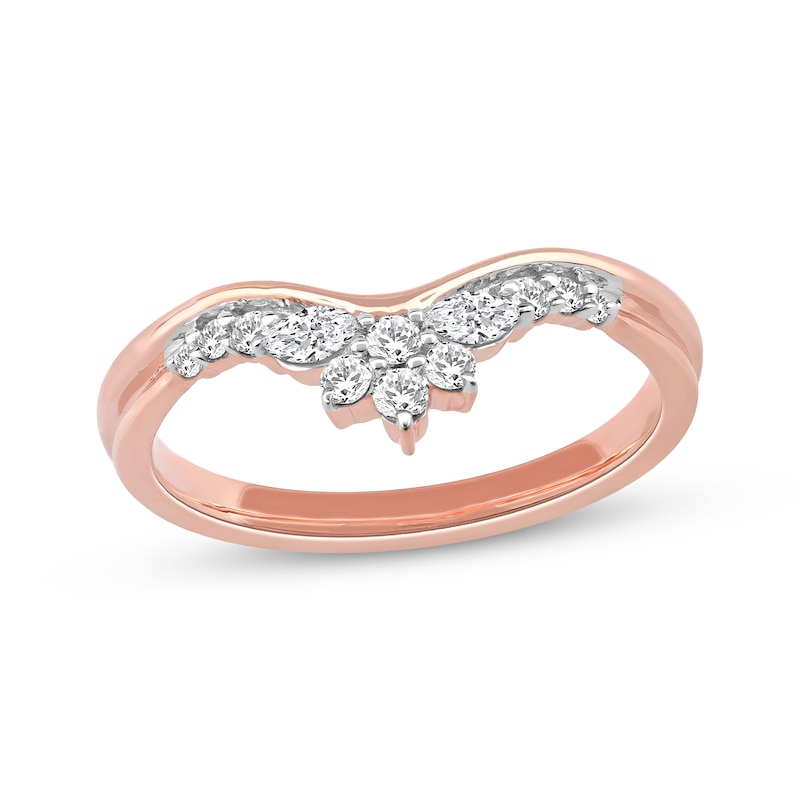 Main Image 1 of Now + Forever Marquise & Round-Cut Diamond Anniversary Ring 1/4 ct tw 10K Rose Gold