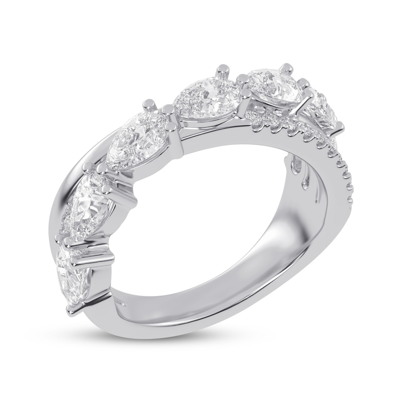 Main Image 2 of Now + Forever Lab-Grown Diamonds Pear-Shaped Crossover Anniversary Ring 1-1/4 ct tw 14K White Gold