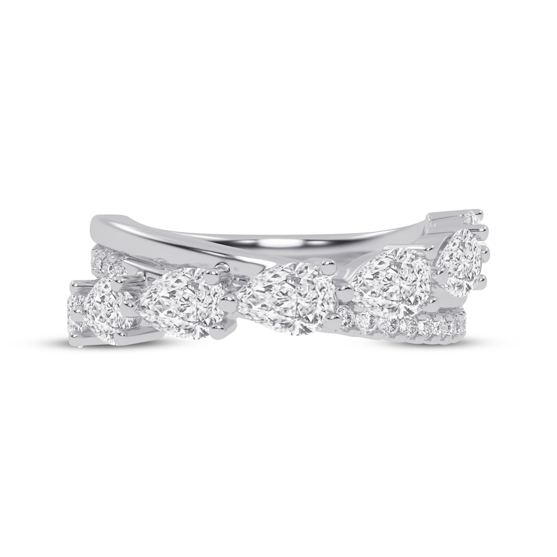 Main Image 3 of Now + Forever Lab-Grown Diamonds Pear-Shaped Crossover Anniversary Ring 1-1/4 ct tw 14K White Gold