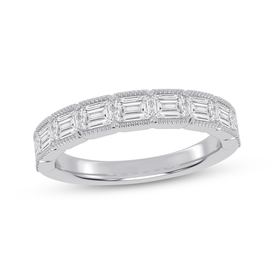 Now + Forever Lab-Grown Diamonds Emerald-Cut Anniversary Ring 1-3/8 ct tw 14K White Gold
