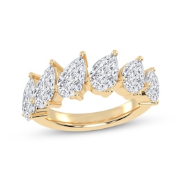 Now + Forever Lab-Grown Diamonds Pear-Shaped Anniversary Ring 3 ct tw 14K Yellow Gold