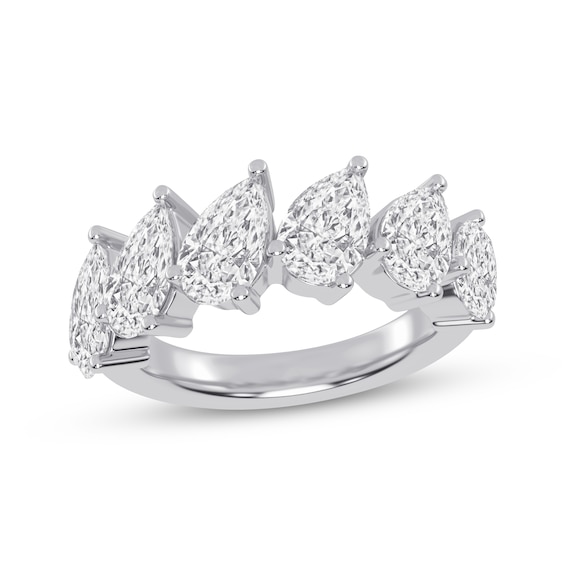 Now + Forever Lab-Grown Diamonds Pear-Shaped Anniversary Ring 3 ct tw 14K White Gold