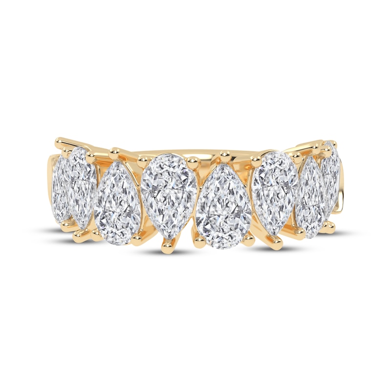 Main Image 3 of Now + Forever Lab-Grown Diamonds Pear-Shaped Alternating Anniversary Ring 4 ct tw 14K Yellow Gold