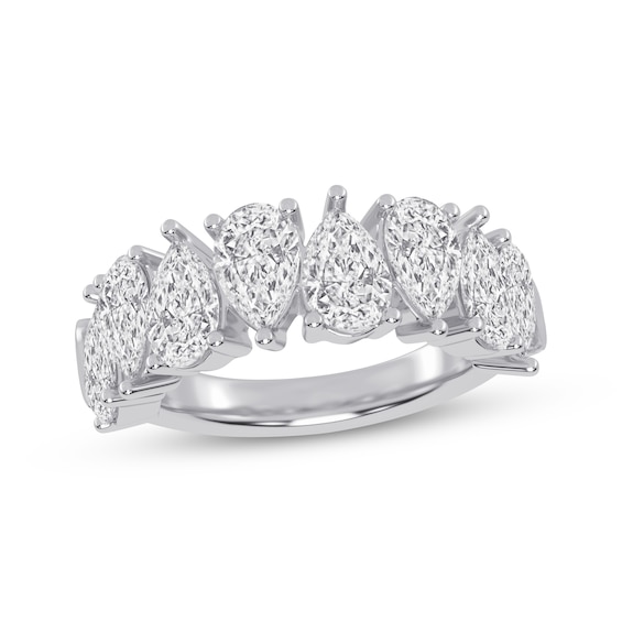Now + Forever Lab-Grown Diamonds Pear-Shaped Alternating Anniversary Ring 4 ct tw 14K White Gold