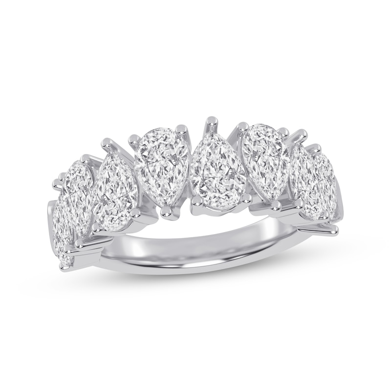 Main Image 1 of Now + Forever Lab-Grown Diamonds Pear-Shaped Alternating Anniversary Ring 4 ct tw 14K White Gold