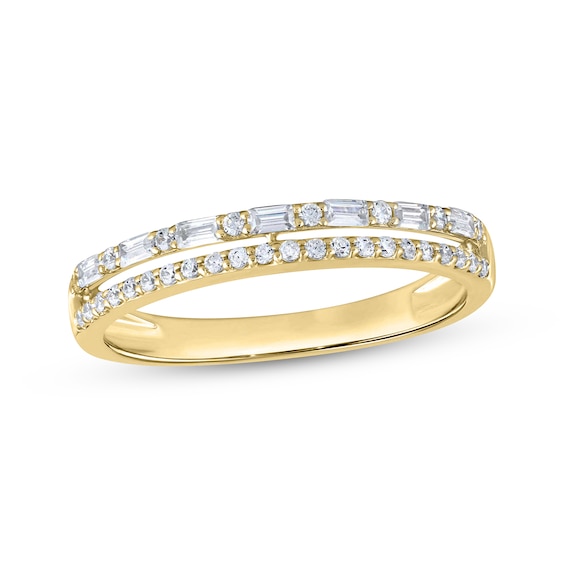 Now + Forever Baguette & Round-Cut Diamond Two-Row Anniversary Ring 1/4 ct tw 10K Gold