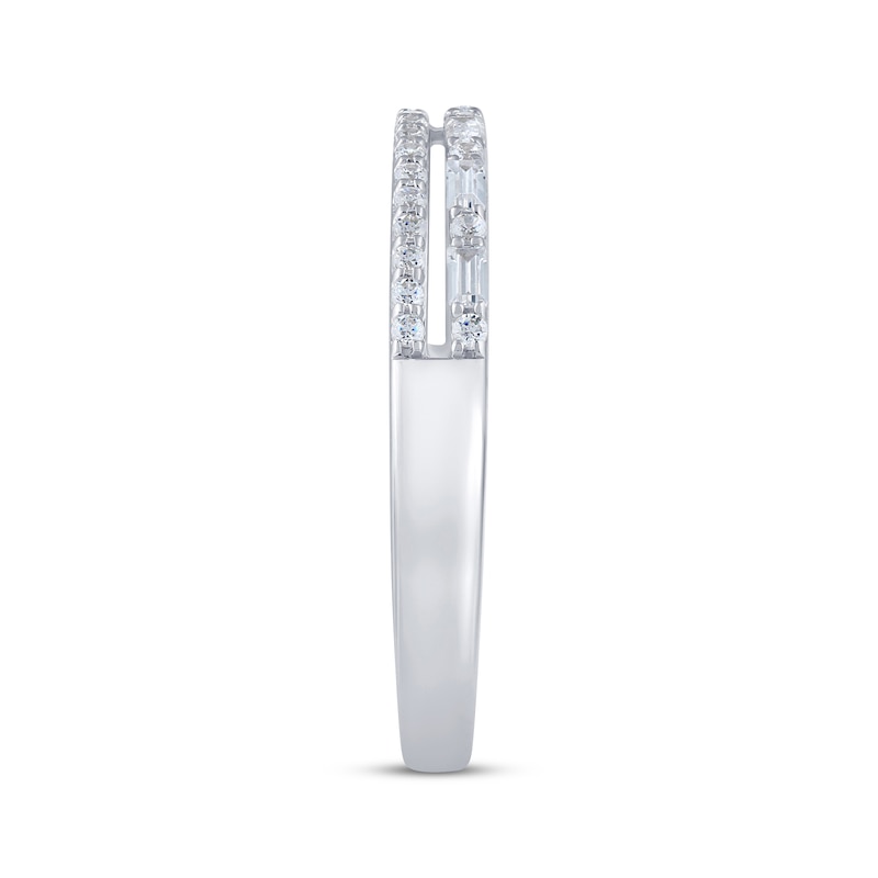 Main Image 2 of Now + Forever Baguette & Round-Cut Diamond Two-Row Anniversary Ring 1/4 ct tw 10K White Gold