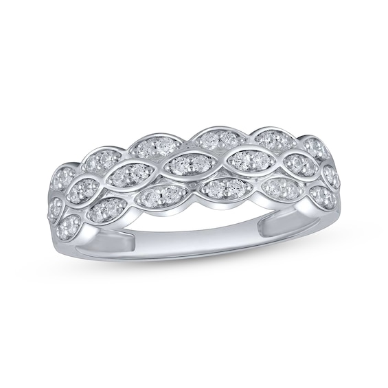 Now + Forever Diamond Three-Row Scalloped Anniversary Ring 3/8 ct tw 10K White Gold