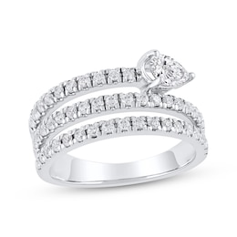 Pear-Shaped Diamond Three-Row Spiral Ring 1 ct tw 10K White Gold