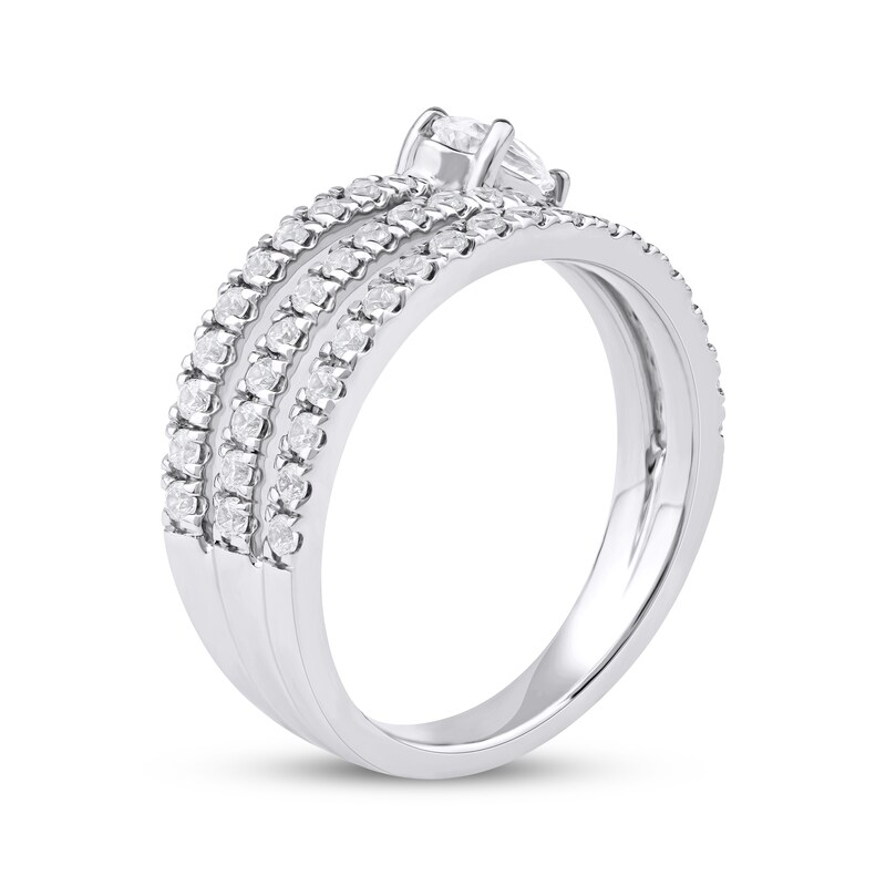 Main Image 2 of Pear-Shaped Diamond Three-Row Spiral Ring 1 ct tw 10K White Gold