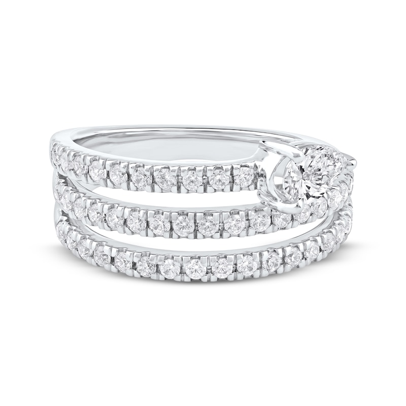 Main Image 3 of Pear-Shaped Diamond Three-Row Spiral Ring 1 ct tw 10K White Gold