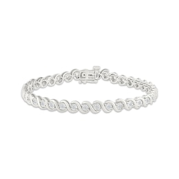 Diamond Swirl Link Bracelet 1 ct tw 10K White Gold 7"