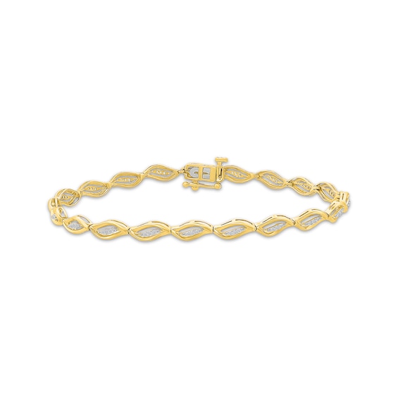 Diamond Swirl Link Bracelet 1/6 ct tw 10K Yellow Gold 7"