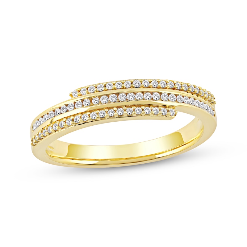 Main Image 1 of Diamond Three-Row Spiral Ring 1/4 ct tw 10K Yellow Gold