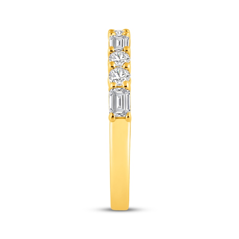 Main Image 2 of Now + Forever Lab-Grown Diamonds Round & Emerald-Cut Anniversary Ring 1 ct tw 14K Yellow Gold