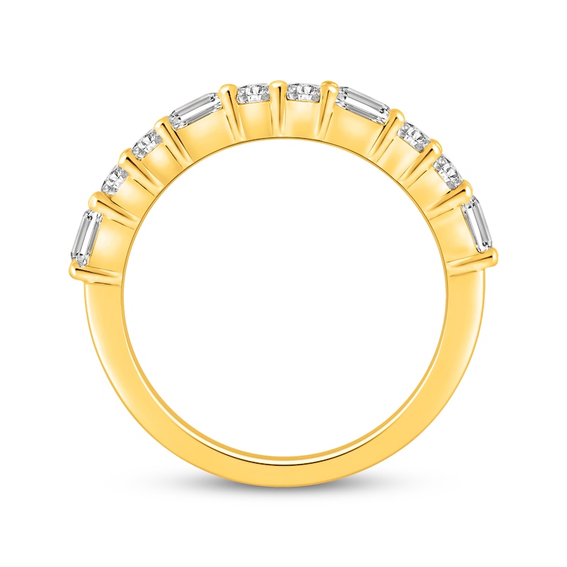 Main Image 3 of Now + Forever Lab-Grown Diamonds Round & Emerald-Cut Anniversary Ring 1 ct tw 14K Yellow Gold