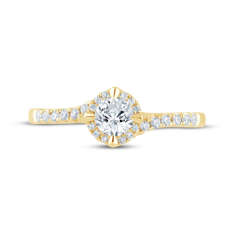 Main Image 3 of Now + Forever Round-Cut Diamond Halo Bypass Engagement Ring 1/2 ct tw 14K Yellow Gold