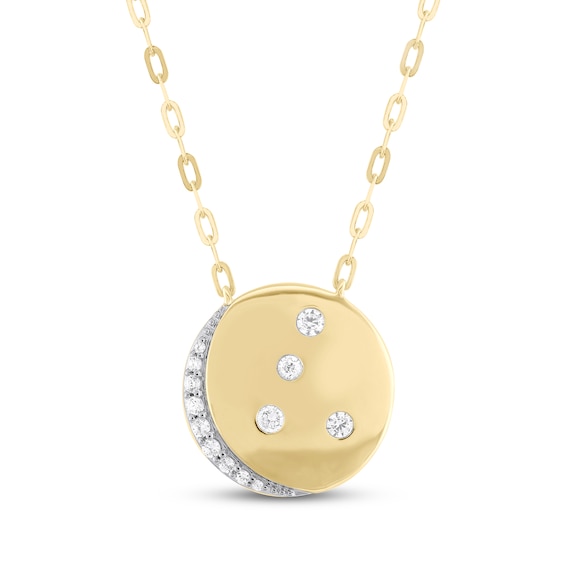 STUDIO BY KAY Diamond Moon & Stars Medallion Necklace 1/5 ct tw 10K Yellow Gold 18"