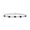Thumbnail Image 1 of Oval-Cut Blue Lab-Created Sapphire & White Lab-Created Sapphire Infinity Link Bracelet Sterling Silver 7.5"