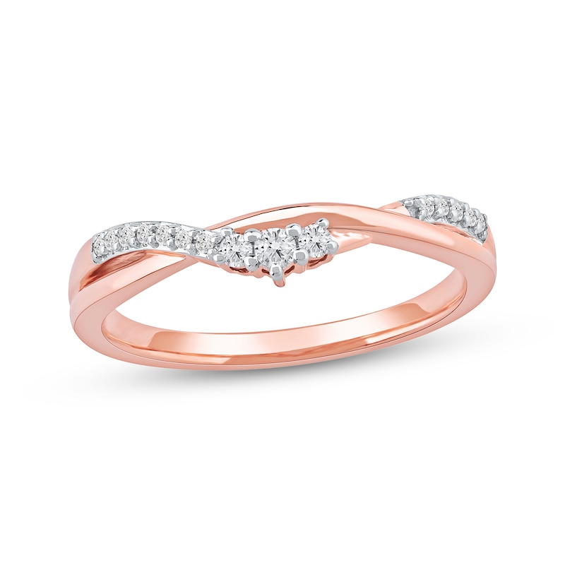 Main Image 1 of Now + Forever Diamond Twist Anniversary Ring 1/8 ct tw 10K Rose Gold