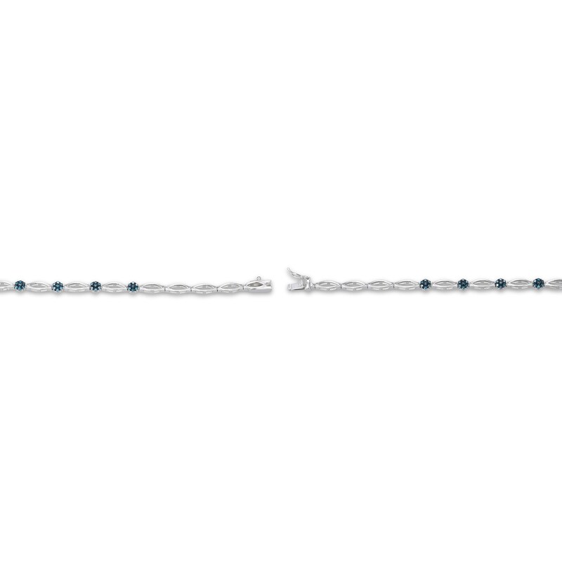 Main Image 3 of Blue Diamond Flower & Marquise Link Bracelet 1/2 ct tw Sterling Silver 7.25&quot;