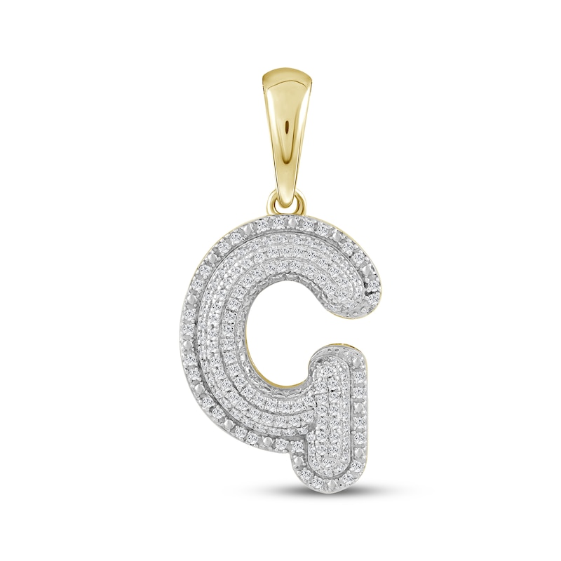 Main Image 1 of Diamond Puff Letter G Initial Charm 1/3 ct tw 10K Yellow Gold
