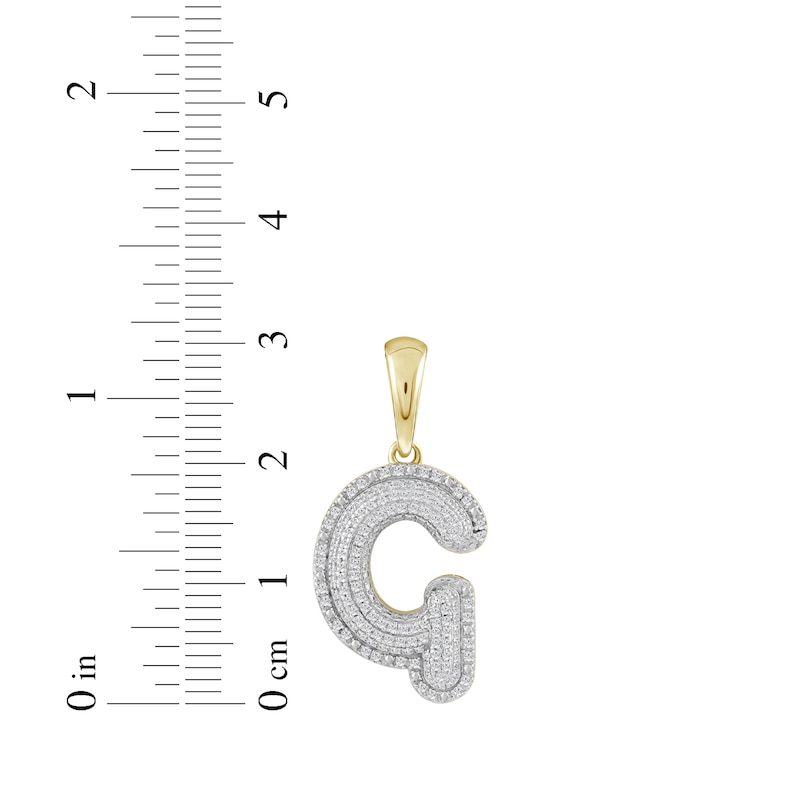 Main Image 3 of Diamond Puff Letter G Initial Charm 1/3 ct tw 10K Yellow Gold