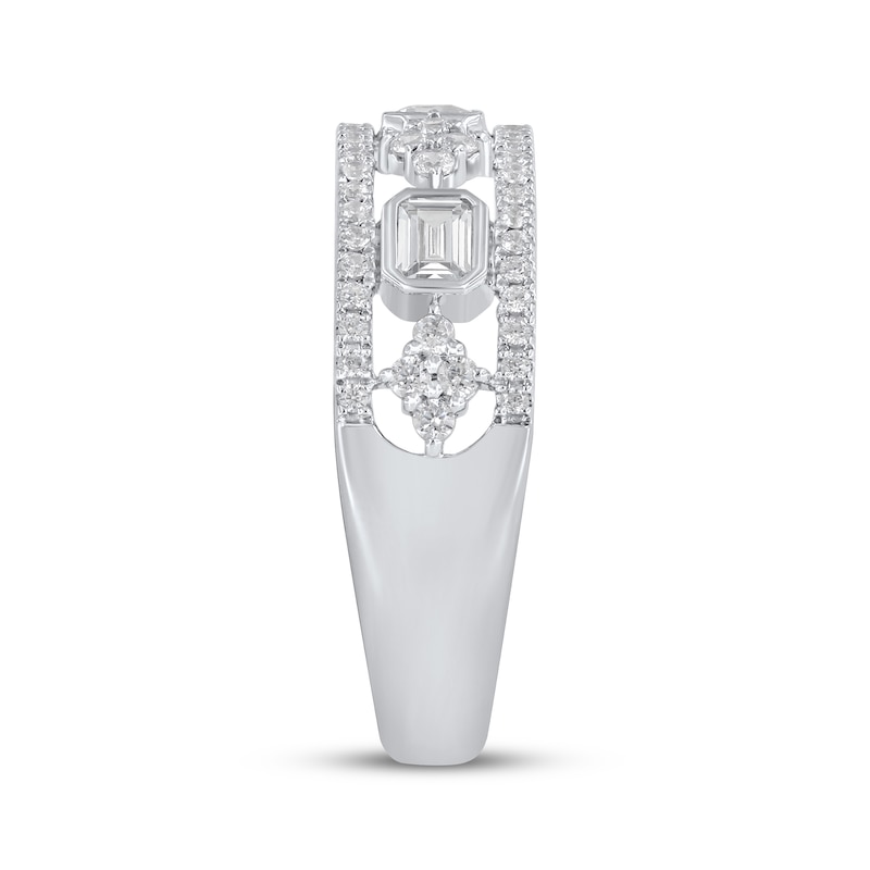 Main Image 3 of Now + Forever Round & Emerald-Cut Diamond Anniversary Ring 5/8 ct tw 14K White Gold