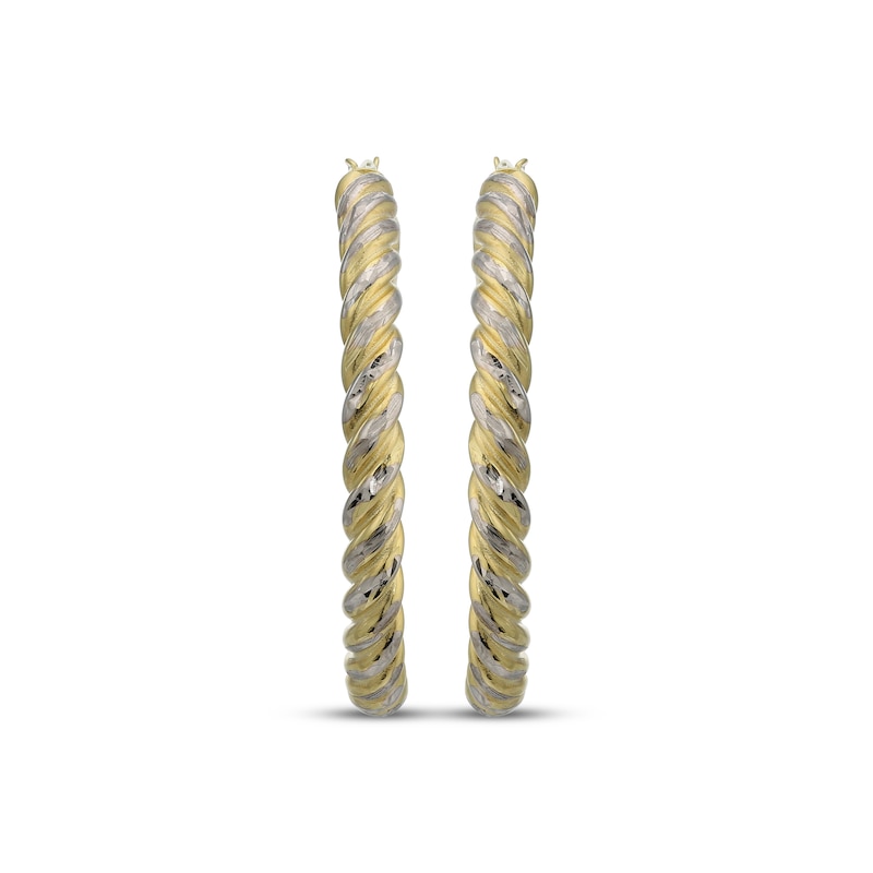 Main Image 2 of Reaura Diamond-Cut Twist Hoop Earrings Repurposed 14K Yellow Gold 33mm