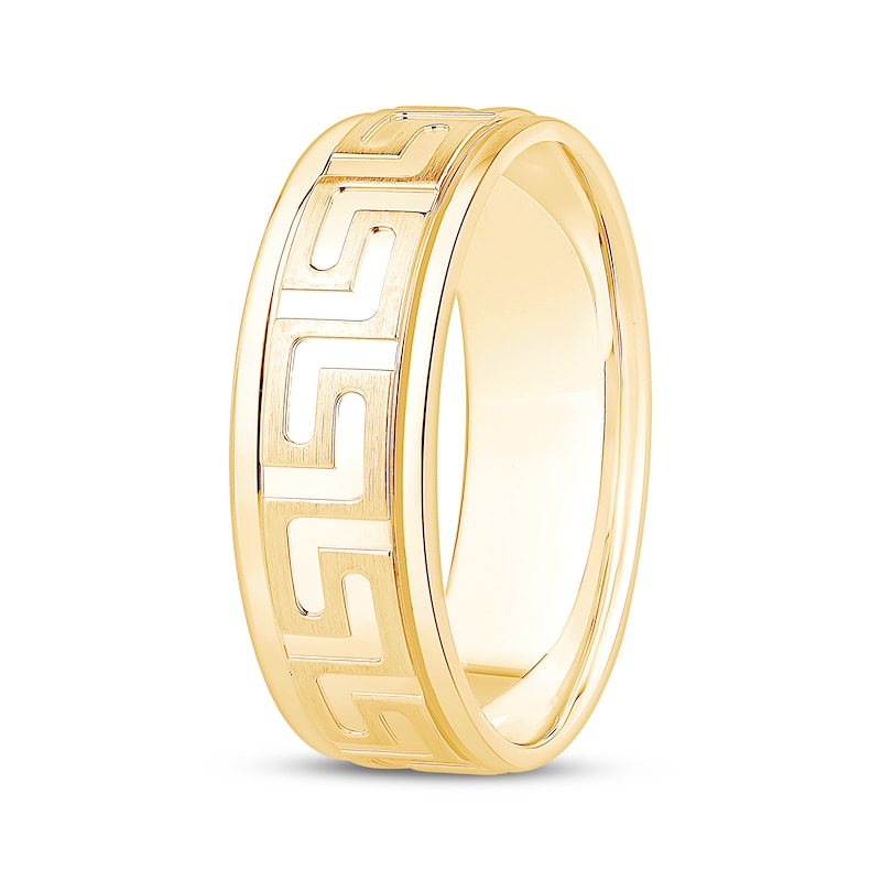 Main Image 2 of Now + Forever Men's Greek Key Pattern Wedding Band 10K Yellow Gold 6.9mm