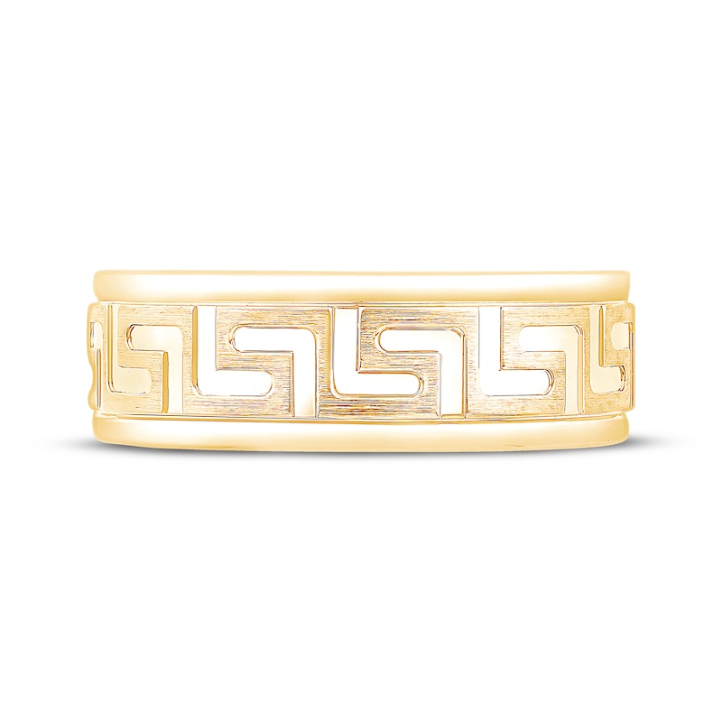 Main Image 3 of Now + Forever Men's Greek Key Pattern Wedding Band 10K Yellow Gold 6.9mm