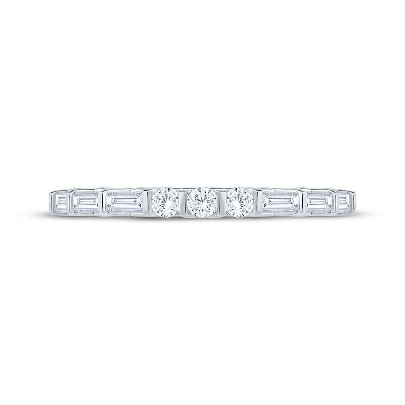 Main Image 3 of Now + Forever Round & Baguette-Cut Diamond Anniversary Ring 1/3 ct tw 10K White Gold