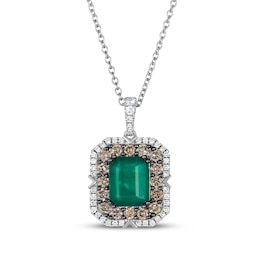 Le Vian Vault Emerald-Cut Emerald Necklace 1-1/5 ct tw Diamonds Platinum 18"