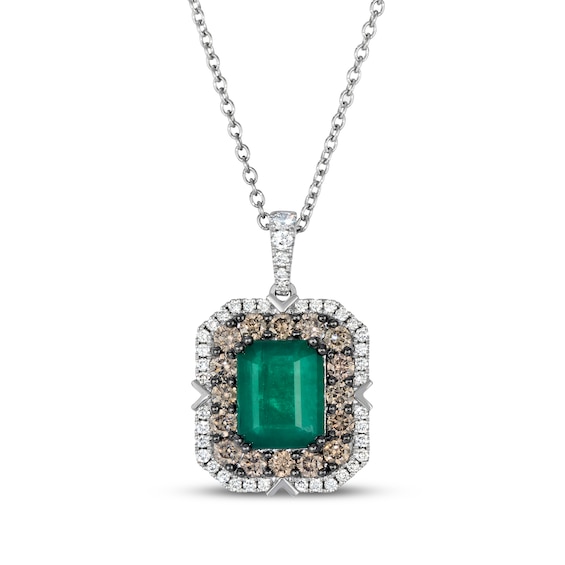 Le Vian Vault Emerald-Cut Emerald Necklace 1-1/5 ct tw Diamonds Platinum 18"